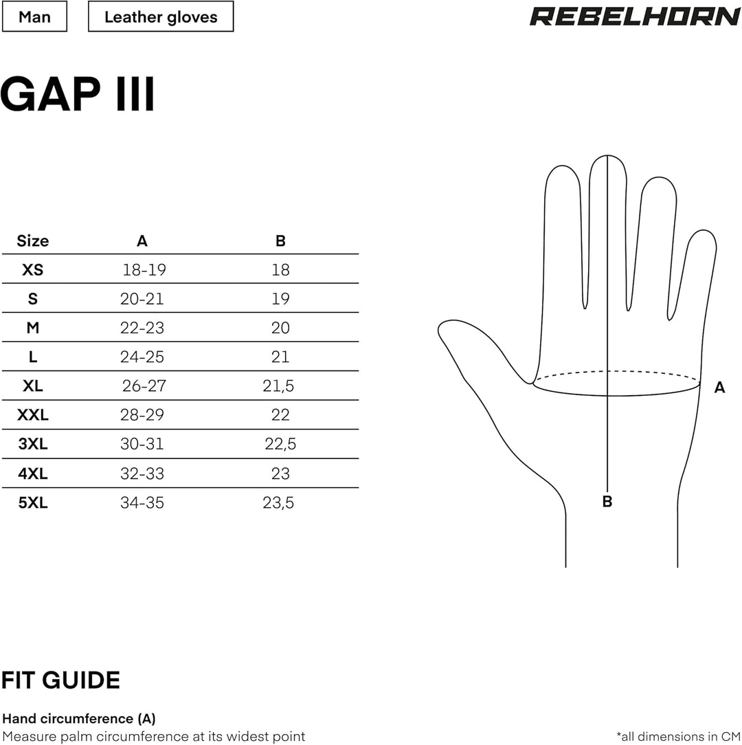 REBELHORN Gap III Motorradhandschuhe Herren | Ziegenleder | Knöchel Protektoren | Belüftung mit 3D-P