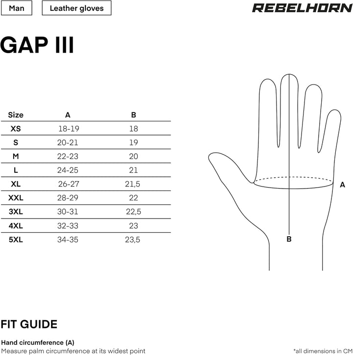 REBELHORN Gap III Motorradhandschuhe Herren | Ziegenleder | Knöchel Protektoren | Belüftung mit 3D-P