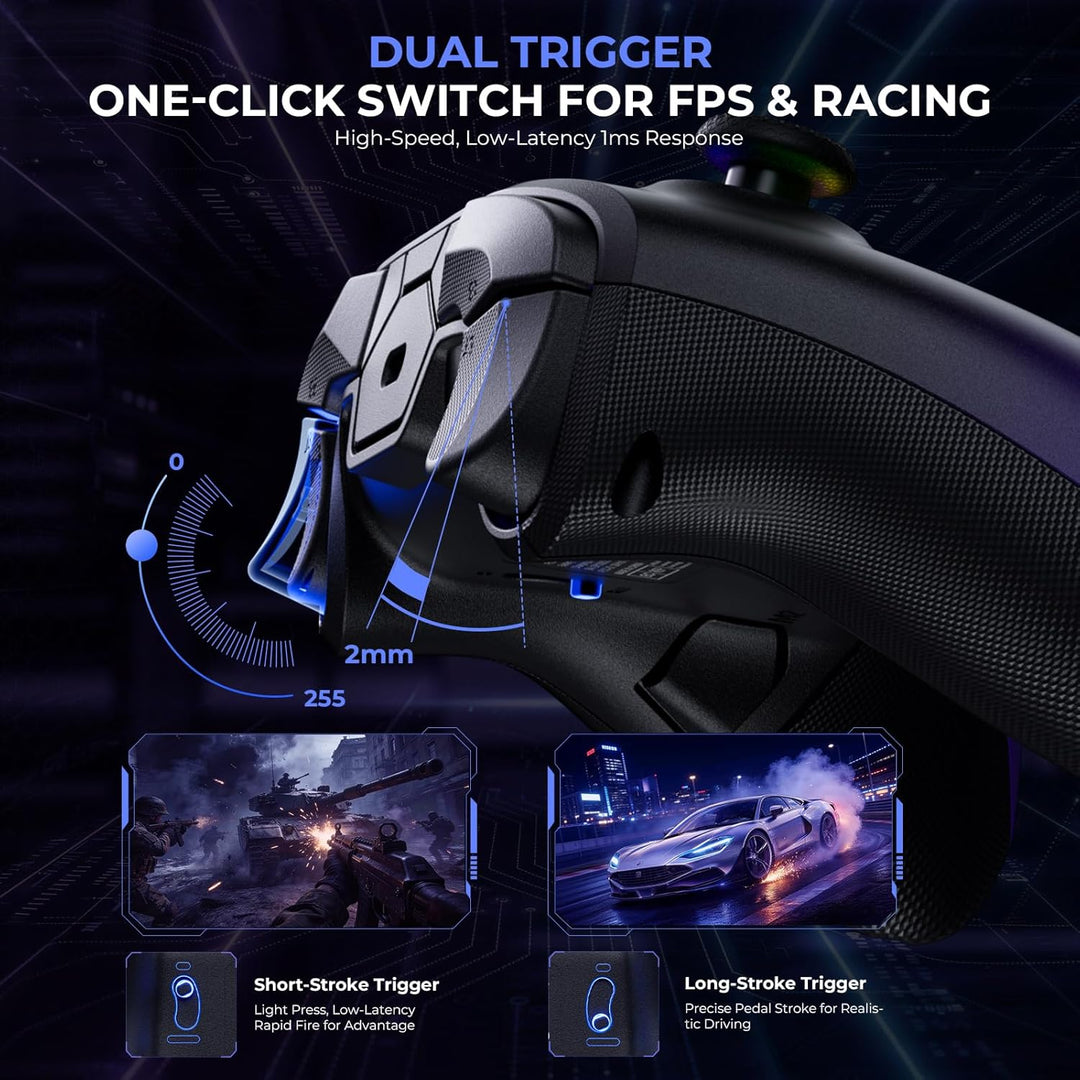 ECHTPower PC Gaming Controller mit TMR Hall-Effekt-Joysticks, Anti-Drift, Dual-Trigger, 1000Hz Abfra