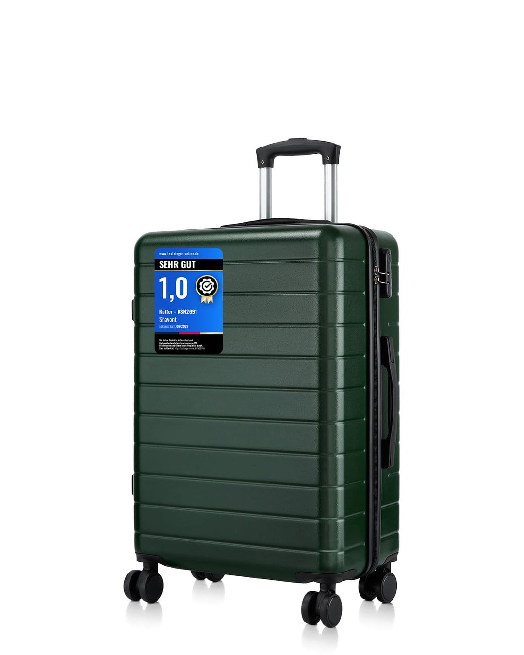 Koffer Mittelgross L 66cm, Leichter ABS+PC Reisekoffer für Flugzeug, Ryanair Trolley mit 4 Rollen, H