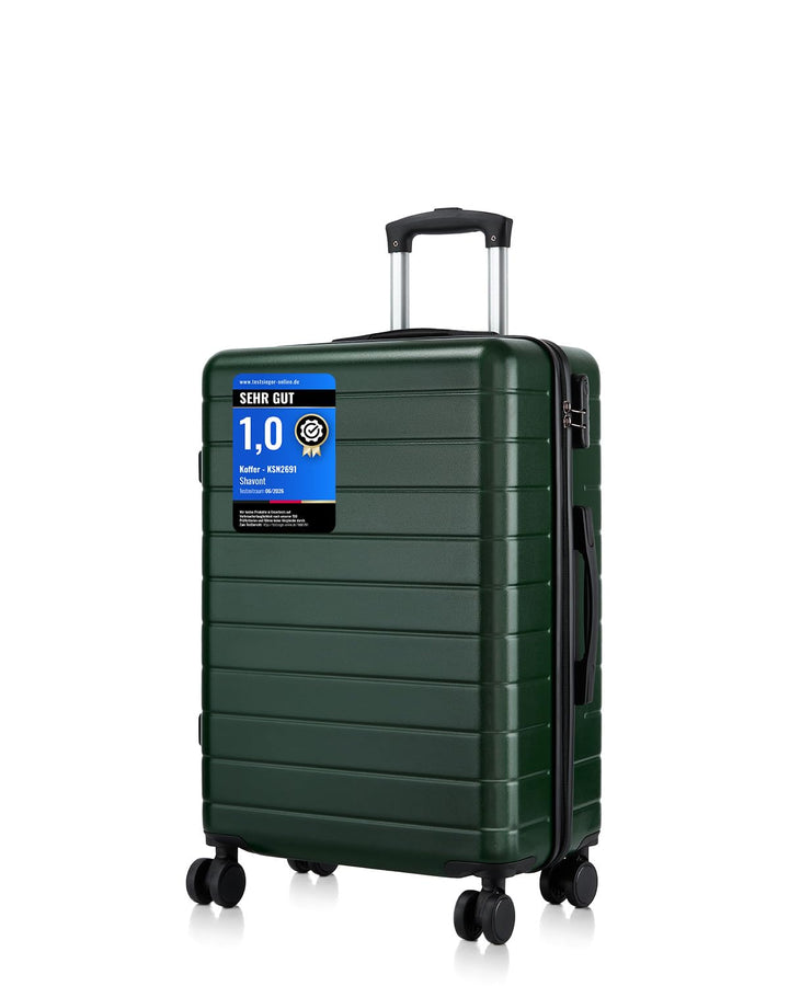 Koffer Mittelgross L 66cm, Leichter ABS+PC Reisekoffer für Flugzeug, Ryanair Trolley mit 4 Rollen, H