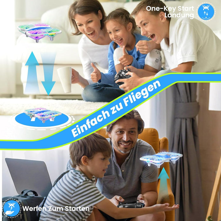 Mini Drohne für Kinder, HOFMOC Mini Drohne mit 5 LED-Leuchten, 3D-Flip, One-Key Start/Landung, Headl