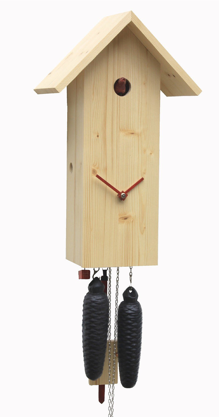 Rombach & Haas Moderne Kuckucksuhr Vogelhaus Simple Line gebürstetes Massivholz natur 8-Tagewerk 41