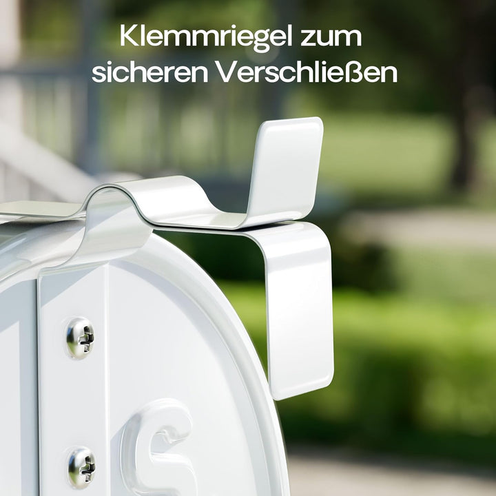 Wiltec US Mailbox weiss 150 x 513 x 223 mm, amerikanischer Briefkasten mit Fahne, Wandbriefkasten od