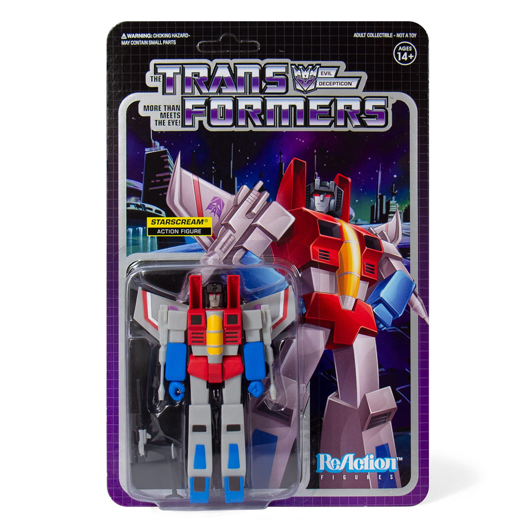 Super7 Transformers Starscream – 9,5 cm Transformers-Actionfigur mit Zubehör, Klassische Cartoon-Sam