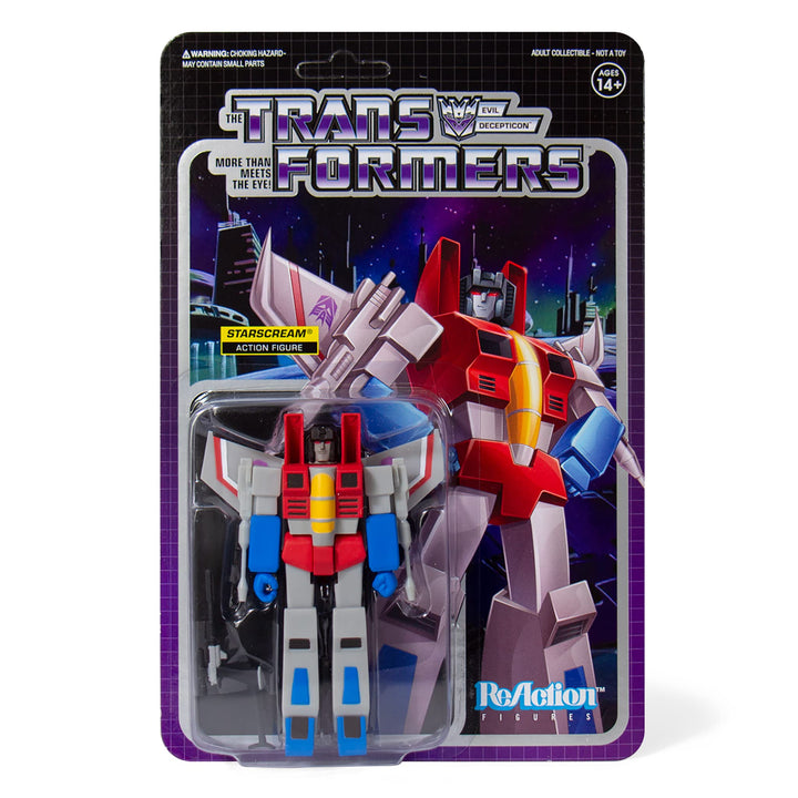 Super7 Transformers Starscream – 9,5 cm Transformers-Actionfigur mit Zubehör, Klassische Cartoon-Sam