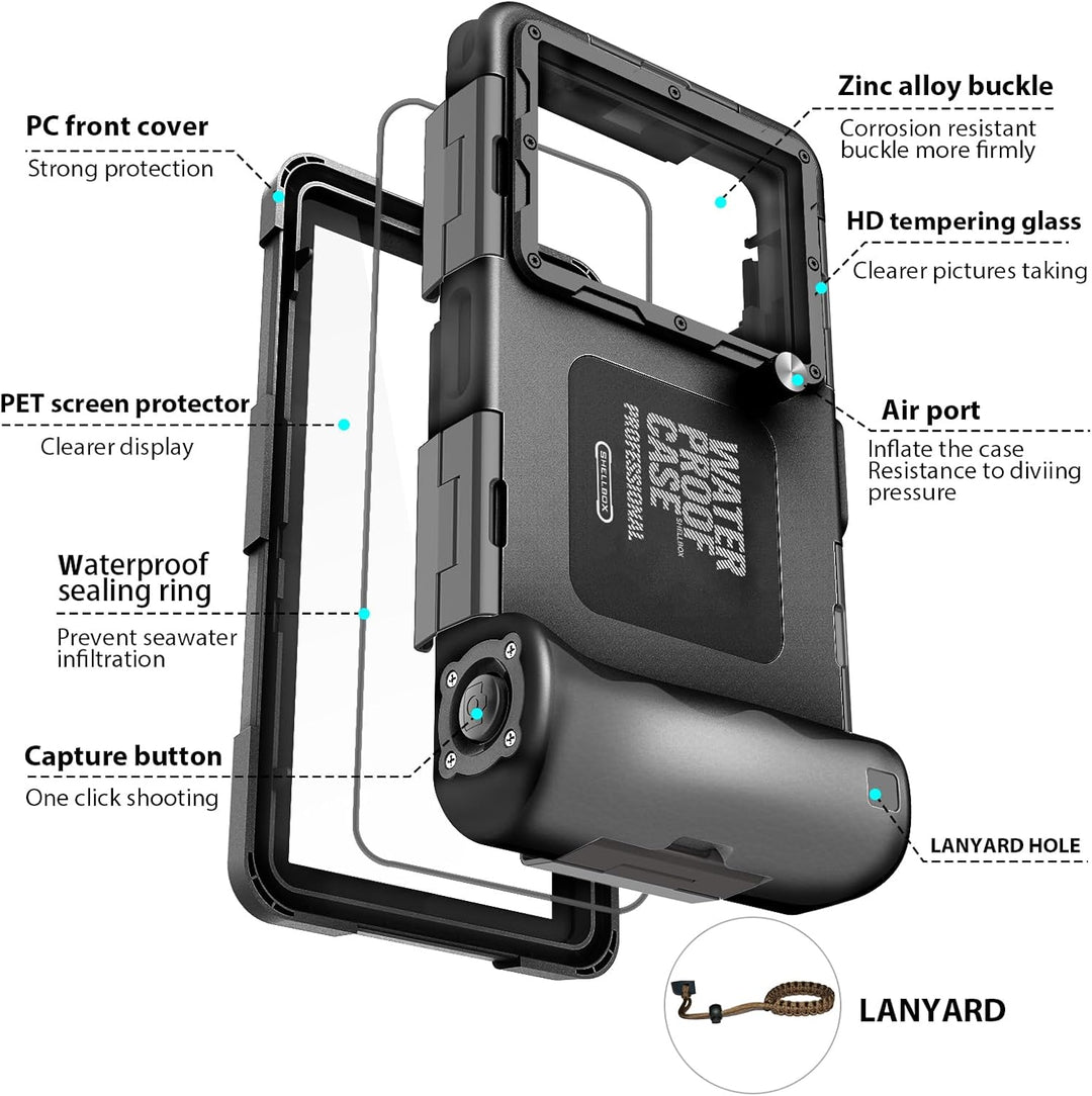 ShellBox wasserdichte Handyhülle 7.0 Zoll Unterwasser Wasserfeste Handy Wasserschutzhülle Handytasch