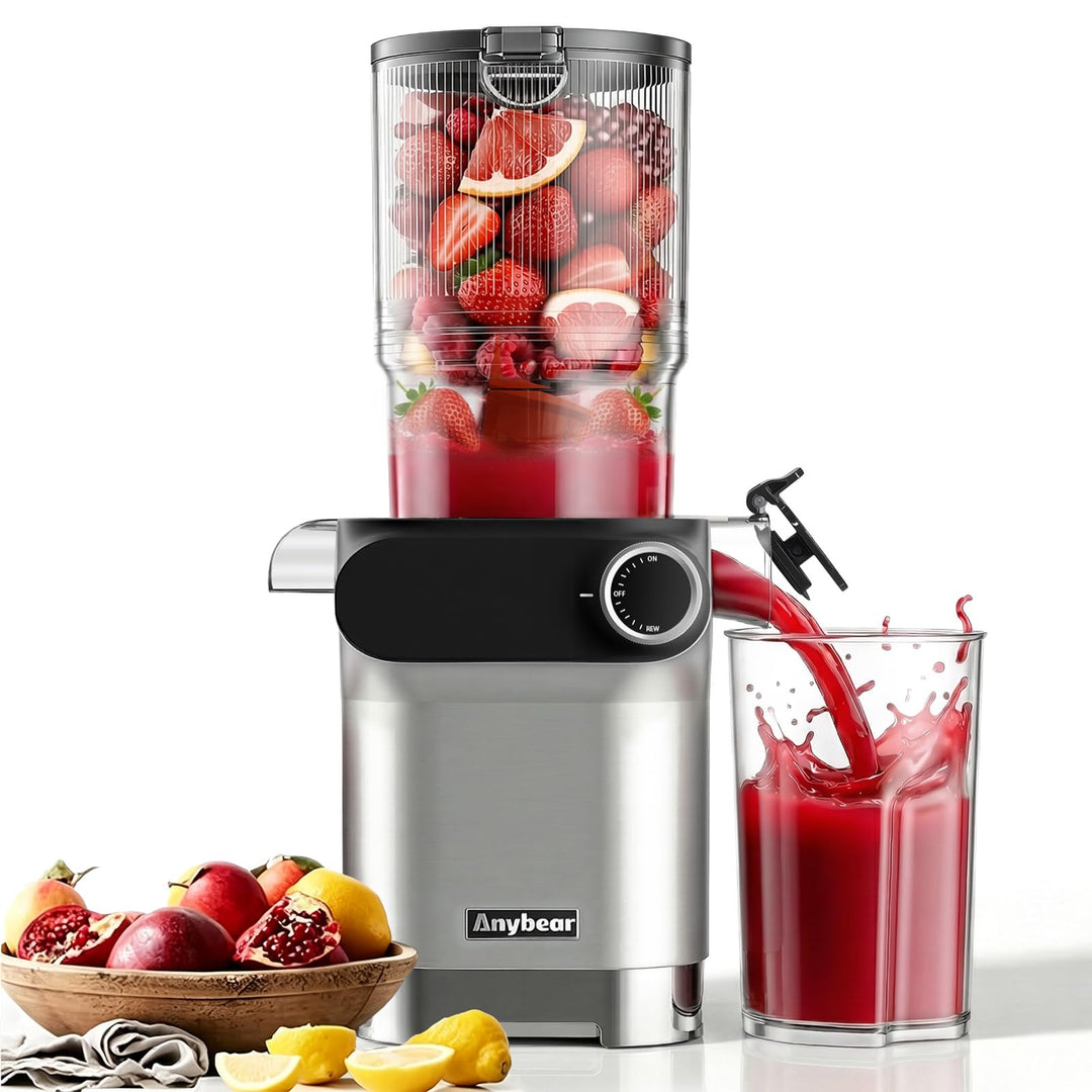 Anybear Entsafter, 200W Slow Juicer Kaltentsafter mit 110 mm grossem Einfüllschacht für ganze Frücht