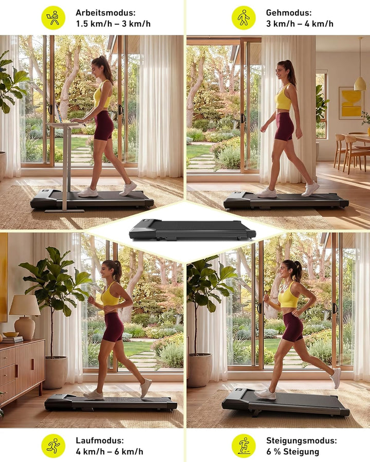 MJWW Raceable Walking Pad mit 6%-9% Steigung, 2.5/3.0 HP Klappbares Laufband für Zuhause & Büro mit