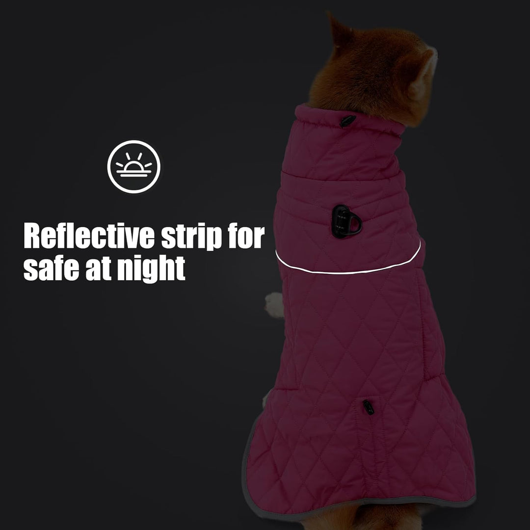 HEYWEAN Hundemantel Winter Wasserdicht Hundejacke mit D-Ring Warm Mantel Hund Fleece Hundepullover R