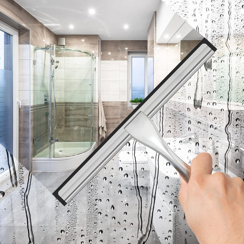 Duschabzieher Edelstahl 25 cm - Abzieher Dusche mit Halterung, Fensterabzieher für Badezimmer, Spieg