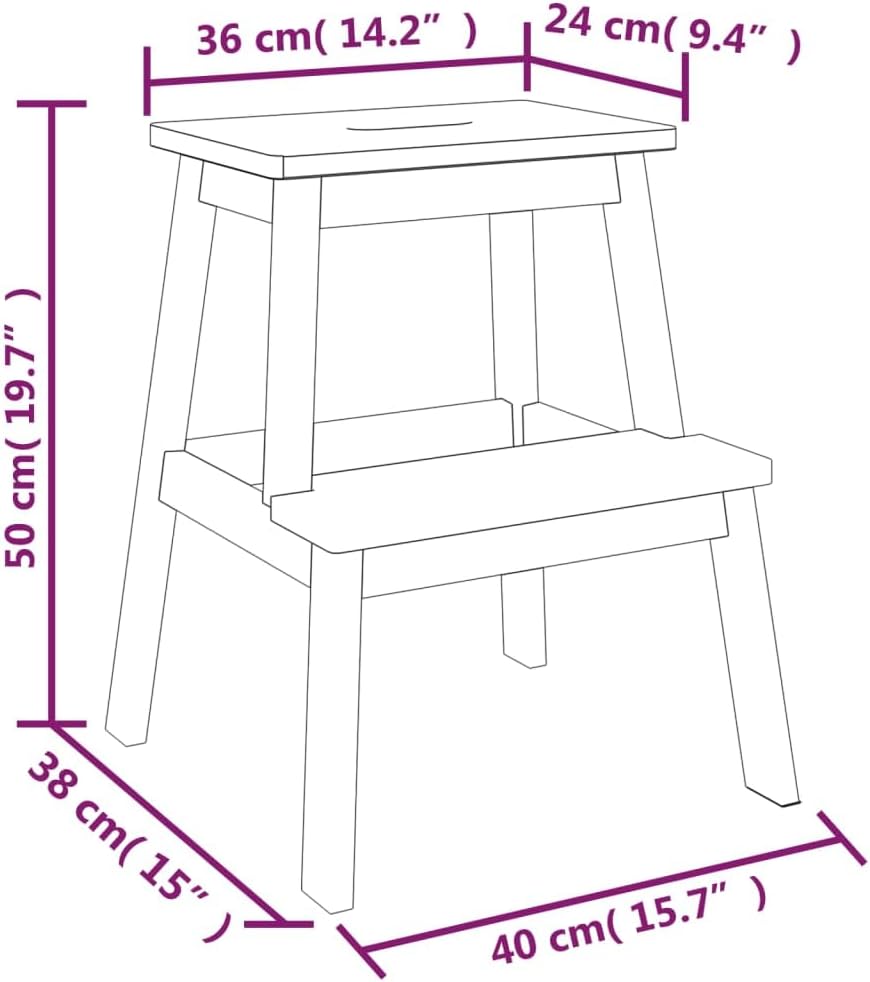 vidaXL Tritthocker 2 Stufen, Hocker für Küche Wohnzimmer, Sitzhocker für Kinder Erwachsene, Gartenho