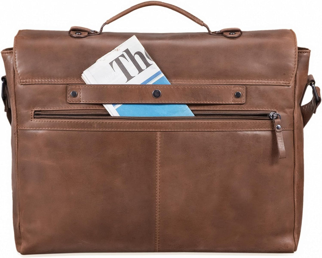 STILORD 'Alfred' Vintage Leder Aktentasche aufsteckbar XL gross Laptoptasche 17 Zoll Lehrertasche Do