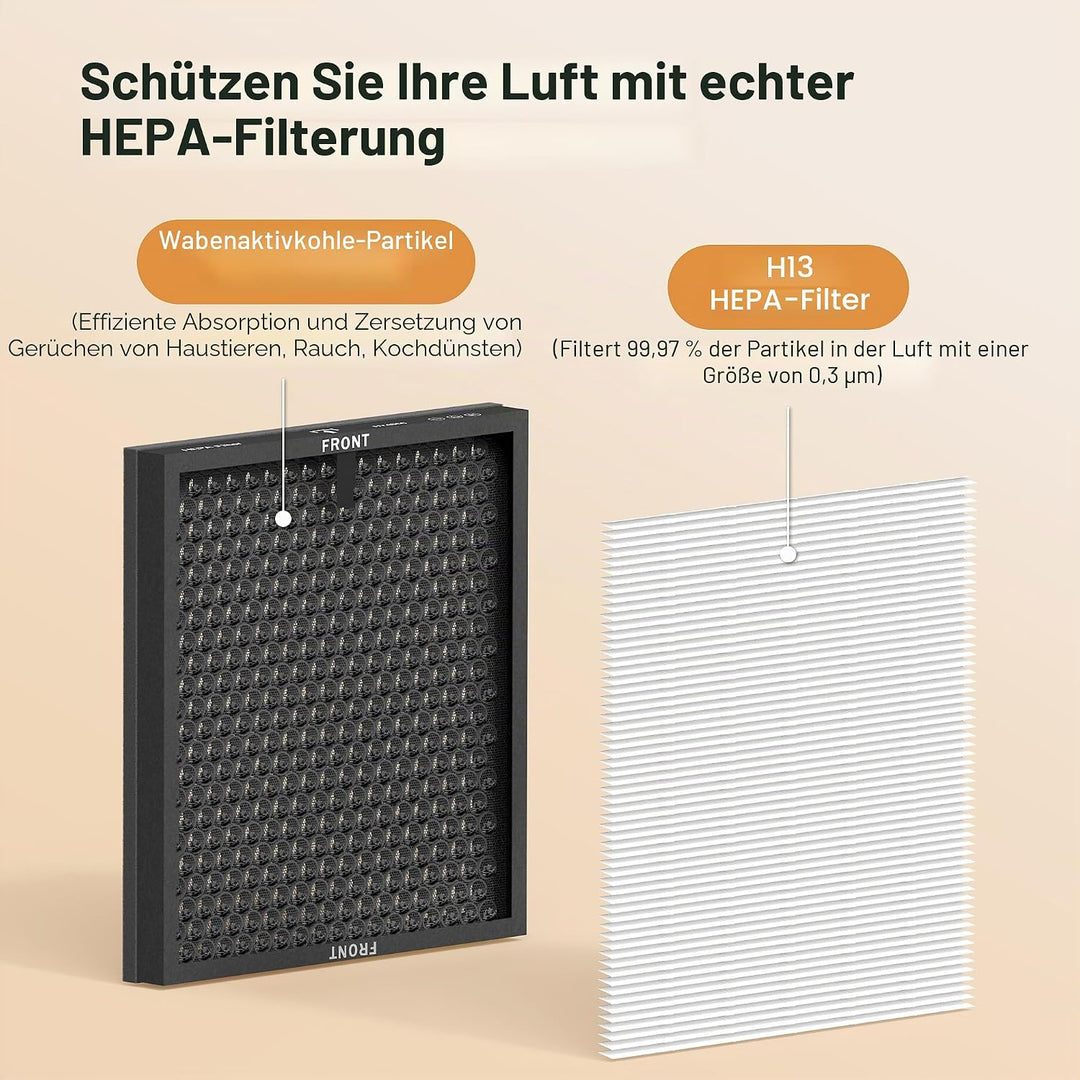 MORENTO HY4866 Original Luftreiniger Ersatzfilter, H13 Echter HEPA Filter wird verwendet, um Staub,
