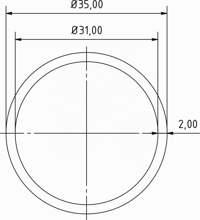 Riggatec Alu-Rohr Rund 35x2mm Länge 2,0 mtr.