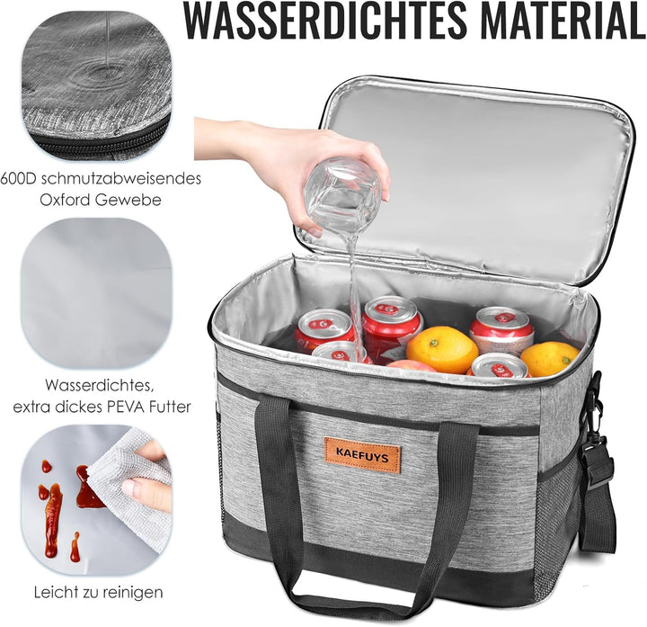 Kühltasche 30L+14h Kühlung Thermoisoliert Tragbar Faltbar Wasserdicht Gross Picknicktasche für Einka