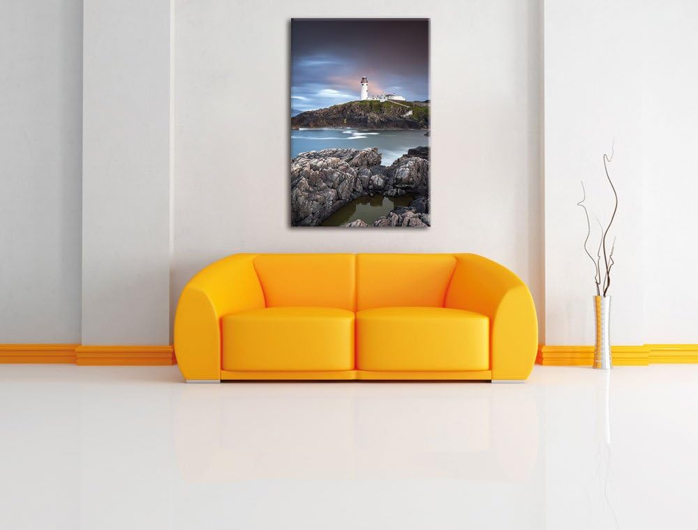 Leuchtturm im Meer, Format: 100x70 auf Leinwand, XXL riesige Bilder fertig gerahmt mit Keilrahmen, K