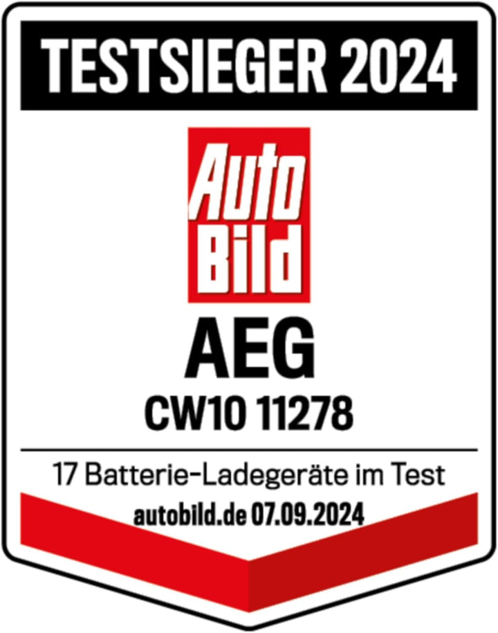 AEG Batterieladegerät CW10 lädt alle 6 V und 12 V Batterien, umfangreicher Sicherungsschutz, mit Lad