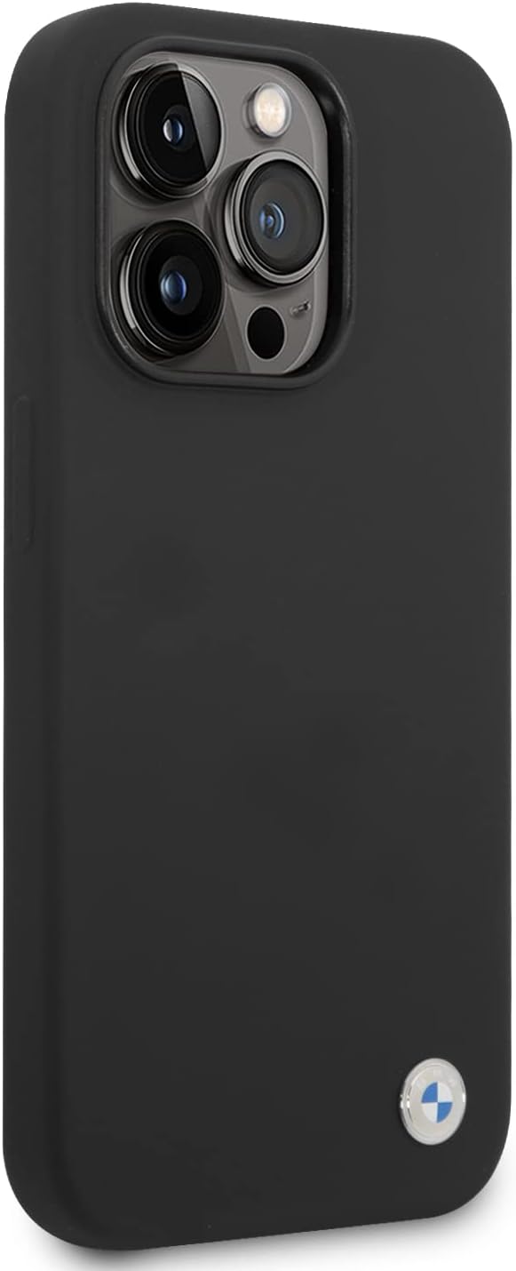 BMW BMHCP14XSILBK hülle für iPhone 14 Pro Max 6,7" schwarz/Black Silicone Metal Logo