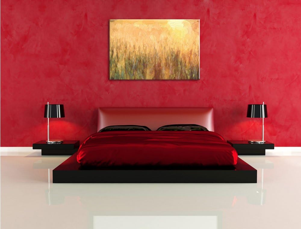 Pixxprint Getreidefeld als Leinwandbild/Grösse: 100x70 / Wandbild/Kunstdruck/fertig bespannt, 100x70