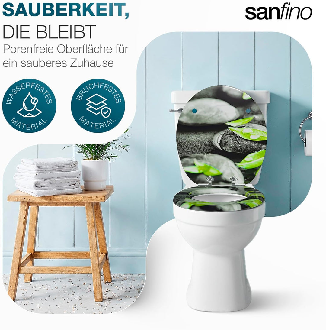 SANFINO® Premium WC Sitz mit Absenkautomatik – hochwertige Toilettendeckel aus Holz, viele bunte Mot