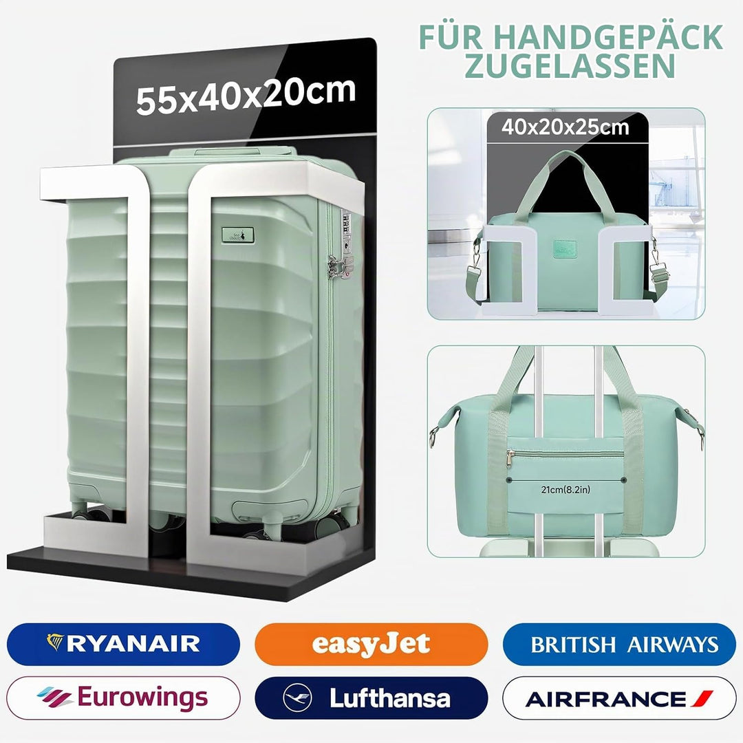 Sea choice Hartschalenkoffer Handgepäck 55x40x20cm Reisekoffer 100% ABS Trolley Kabine mit 1 Reiseta