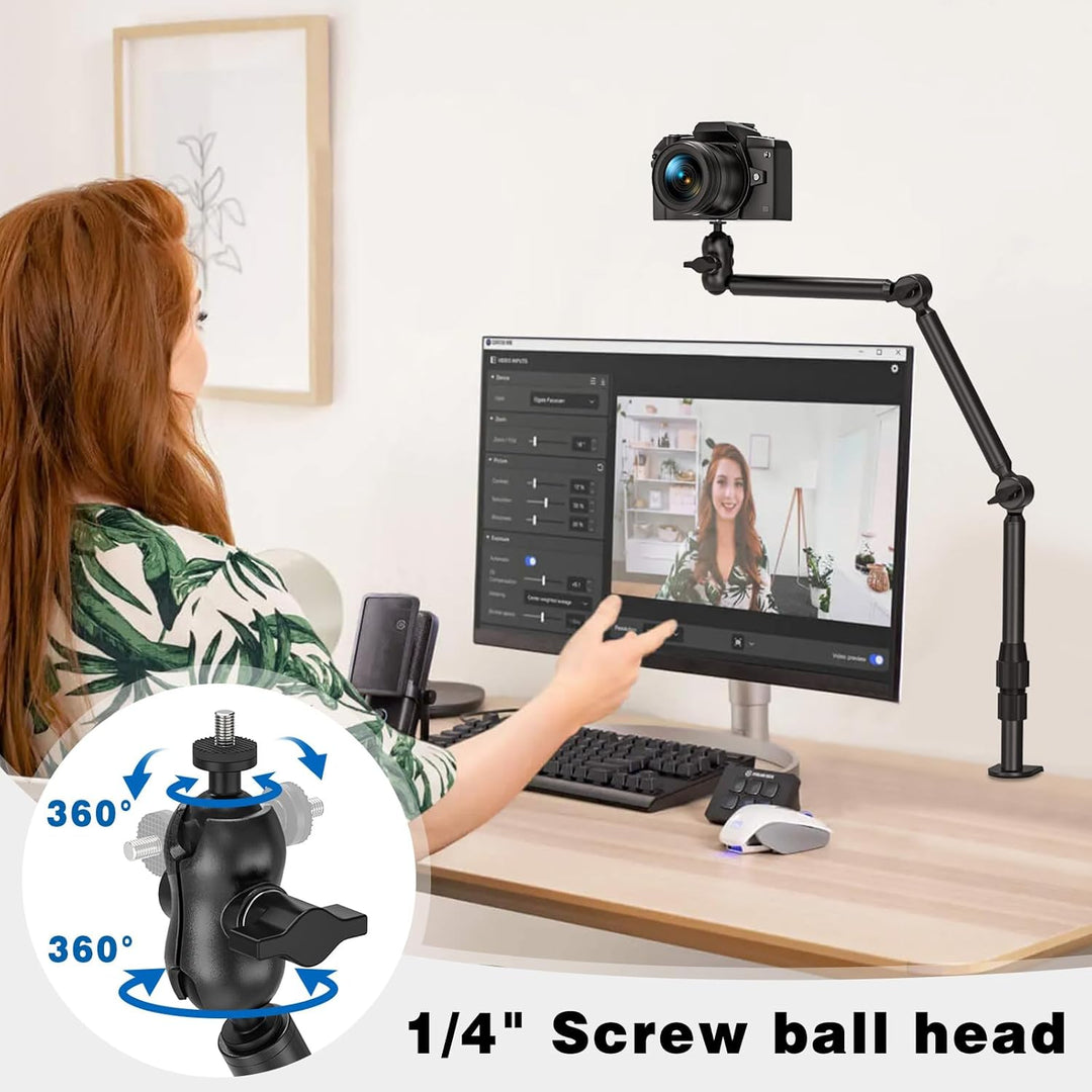 Rodison Webcam Ständer Halterung, 78,4 cm Schreibtisch Kamera Halterung mit 1/4'' Schrauben für DSLR