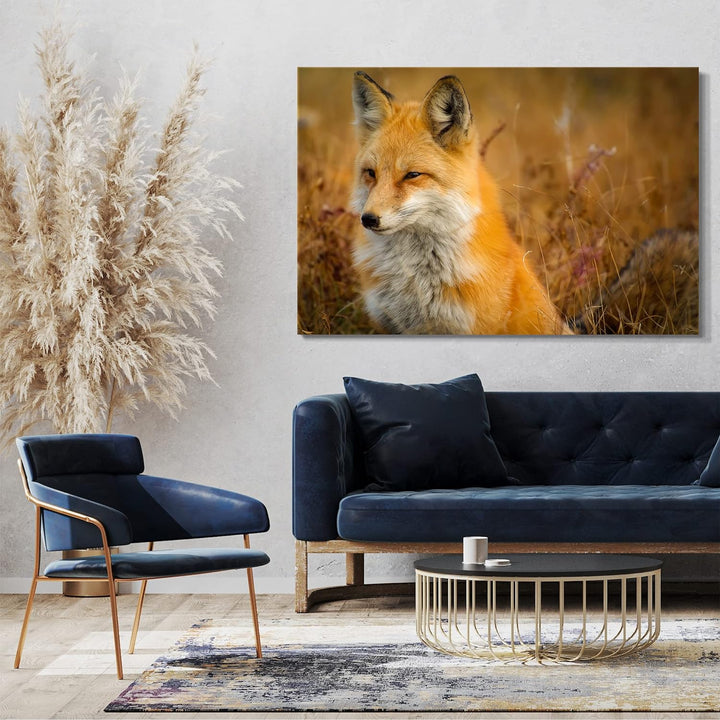 Leinwand (80x60cm): Tier-Bilder Natur Wildnis Wald Landschaft Fuchs sieht aus w 80x60 cm, 80x60 cm