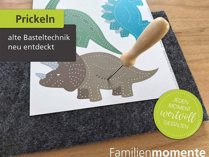 Familienmomente Maxi-Bastelset zum Prickeln Abenteuer, 10 Vorlagen (2x Ritter, 2x Dinos, 2x Weltraum