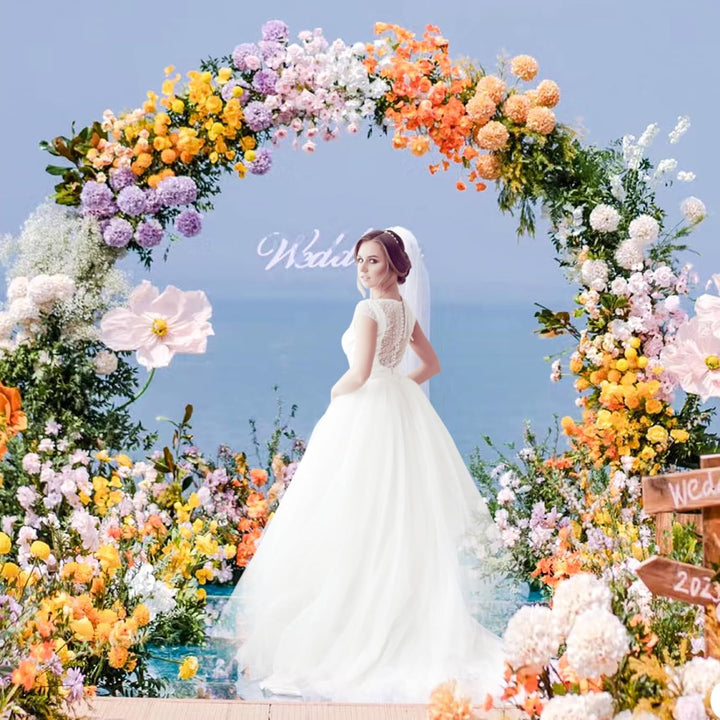 Wokceer 2,4 m Gold Ballonbogen für Hochzeit Hochzeitsbogen Ballon Bogen Stand für Party Metall Kreis