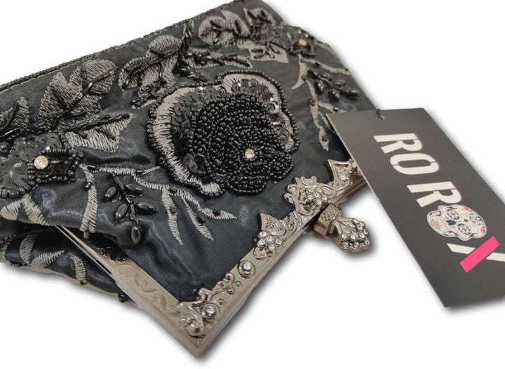 Ro Rox Marie Vintage 1920er Flapper Gatsby Peaky Blinders Party Abendhandtasche Schwarz, Schwarz