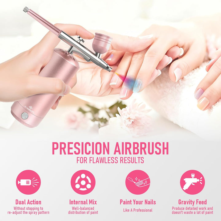 PHILORN Airbrush Set mit Kompressor, tragbare kabellose Airbrush für Friseurarbeiten, Nagelkunst, Ku