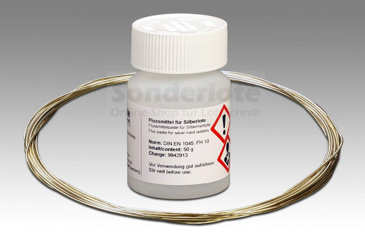 3,00 m Silberlot Lotdraht 1,0 mm Hartlot 40% Silber, AT 690 °C und 100 g Flussmittelpaste