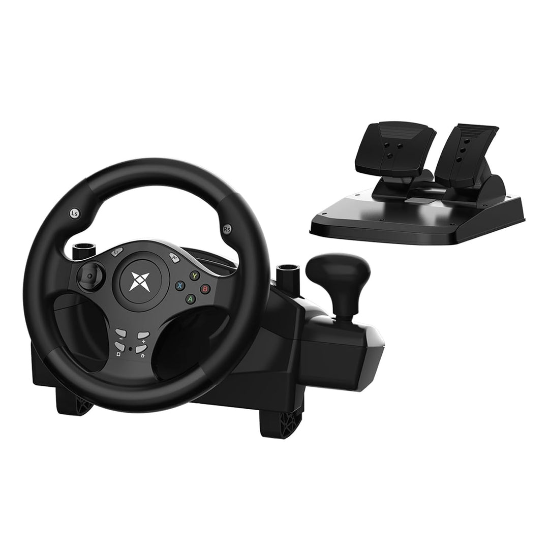 NBCP Gaming Lenkrad, PC Lenkrad mit Pedalen, 270° Lenkrad PC mit Vibration und Force Feedback, Rennl