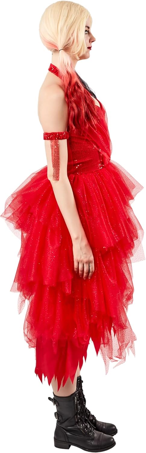 RUBIE'S Official Harley Quinn Rotes Damenkleid Halloween Suicide Squad 2 Bösewicht-Kostüm für Damen