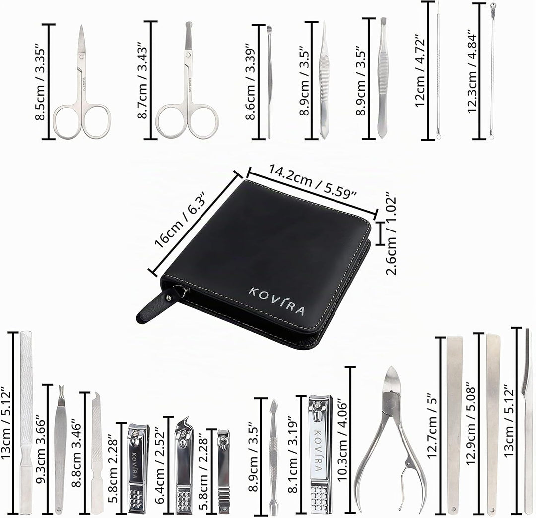 Maniküre-Pediküre-Set mit Nagelknipser (19-teilig) – Professionelles Maniküre-Set aus Edelstahl für
