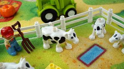 HuggyPlay Spielteppich Bauernhof Kinderteppich 90 x 150 cm, Bauernhof