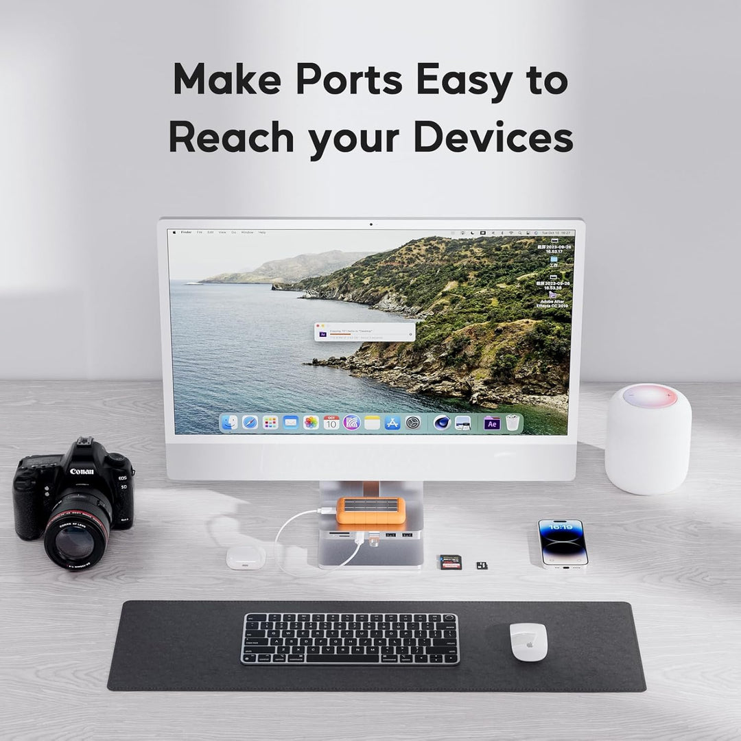 USB C Hub für iMac M1/M3/M4, iMac Zubehör 6 in 1 mit USB C 3.2 Gen 2, USB A 3.2 Gen 2, SD&TF, 2 x US