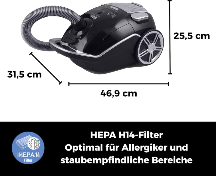 Black Vac Power | TS 790 Boden-Staubsauger mit Beutel I Leiser Staubsauger mit Hochleistungsmotor I