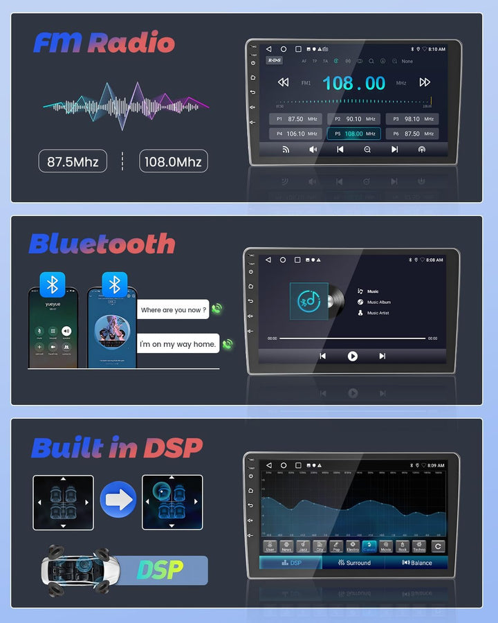 Hikity [2+64GB] Android 15 Autoradio, Wireless Carplay Android Auto, für Toyota RAV4 2007-2011 Radio