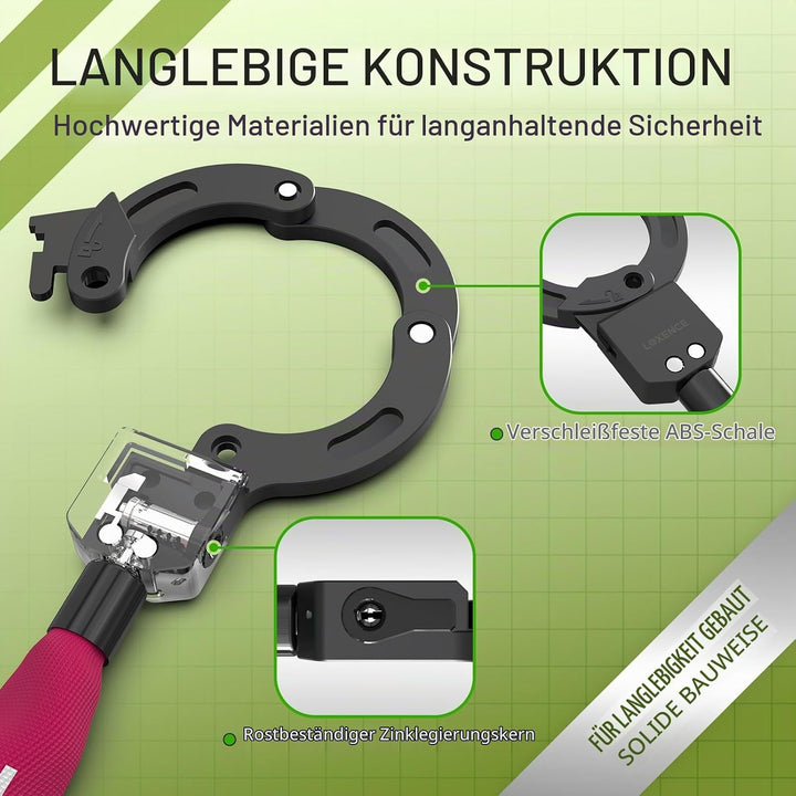 E Scooter Schloss, Handschellenschloss mit Kordelzugbeutel, Hohe Sicherheit Fahrradschloss, Scooter