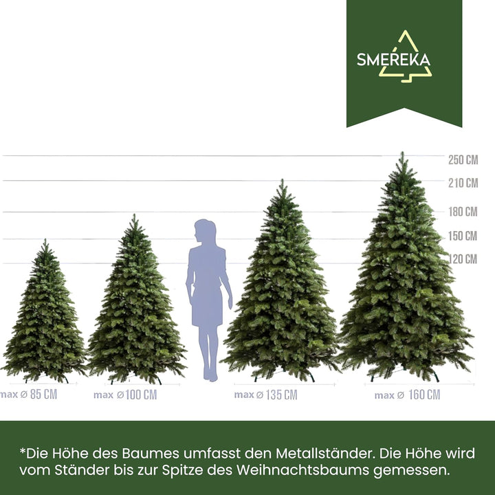 SMEREKA® Künstlicher Weihnachtsbaum 180 cm - Naturgetreue Spritzguss 100% Elemente, Made in EU - Tan