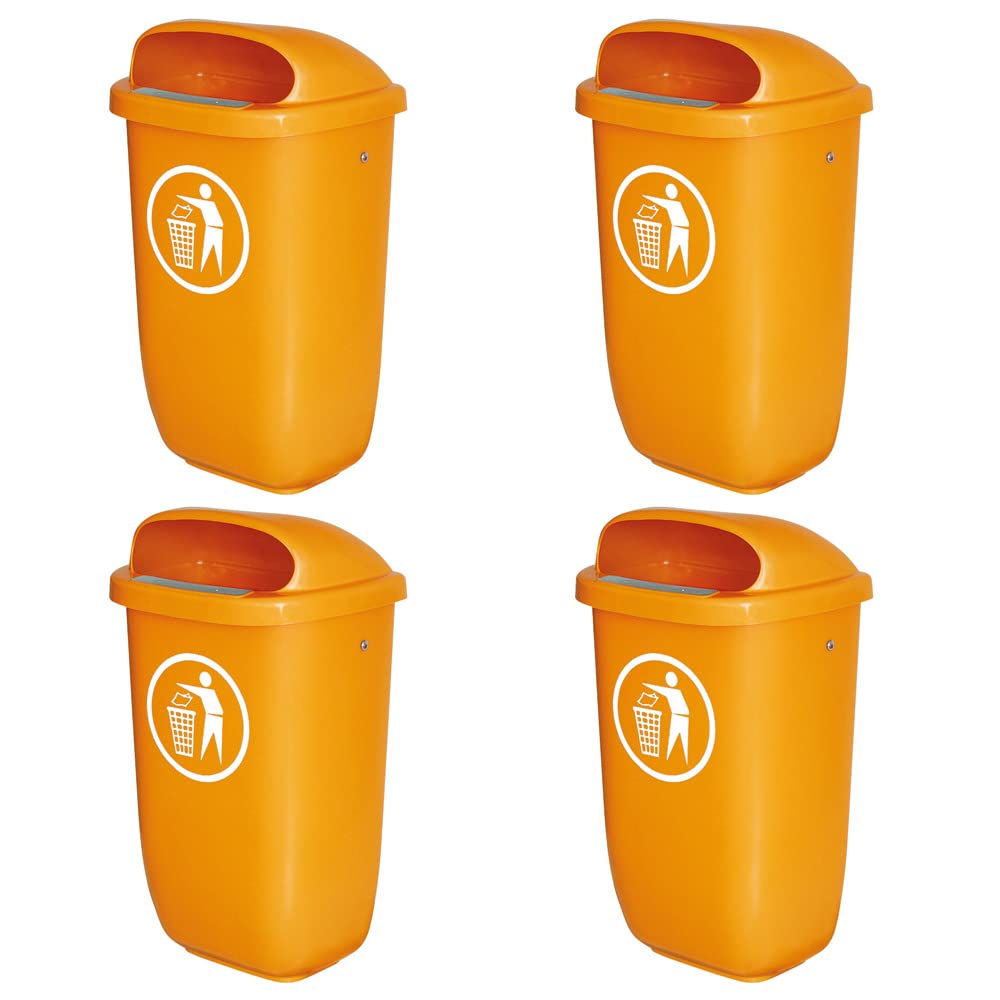 BRB 4 Abfallbehälter für den Aussenbereich, 50 Liter, nach DIN 30713, Farbe: orange, orange