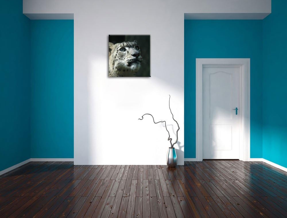 Pixxprint Leopard, Format: 70x70 auf Leinwand, XXL riesige Bilder fertig gerahmt mit Keilrahmen, Kun