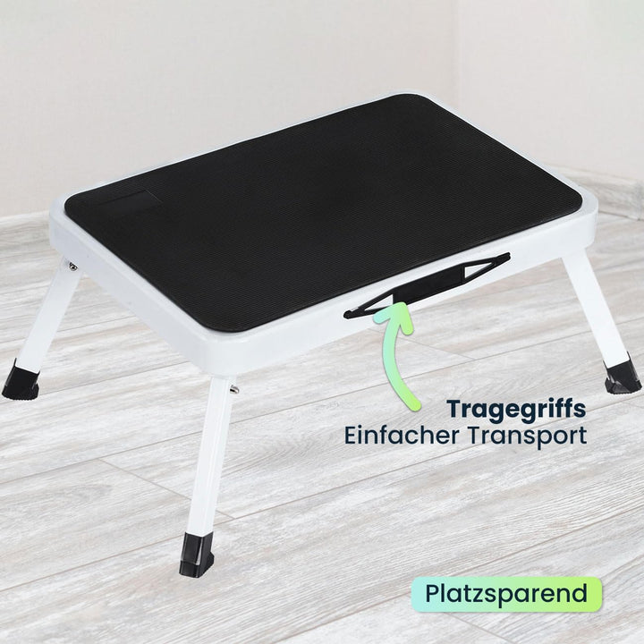 ideoon Küchenleiter 2 Stufen & Tritthocker Set – Klappbar, 150 kg belastbar, rutschfeste Trittfläche