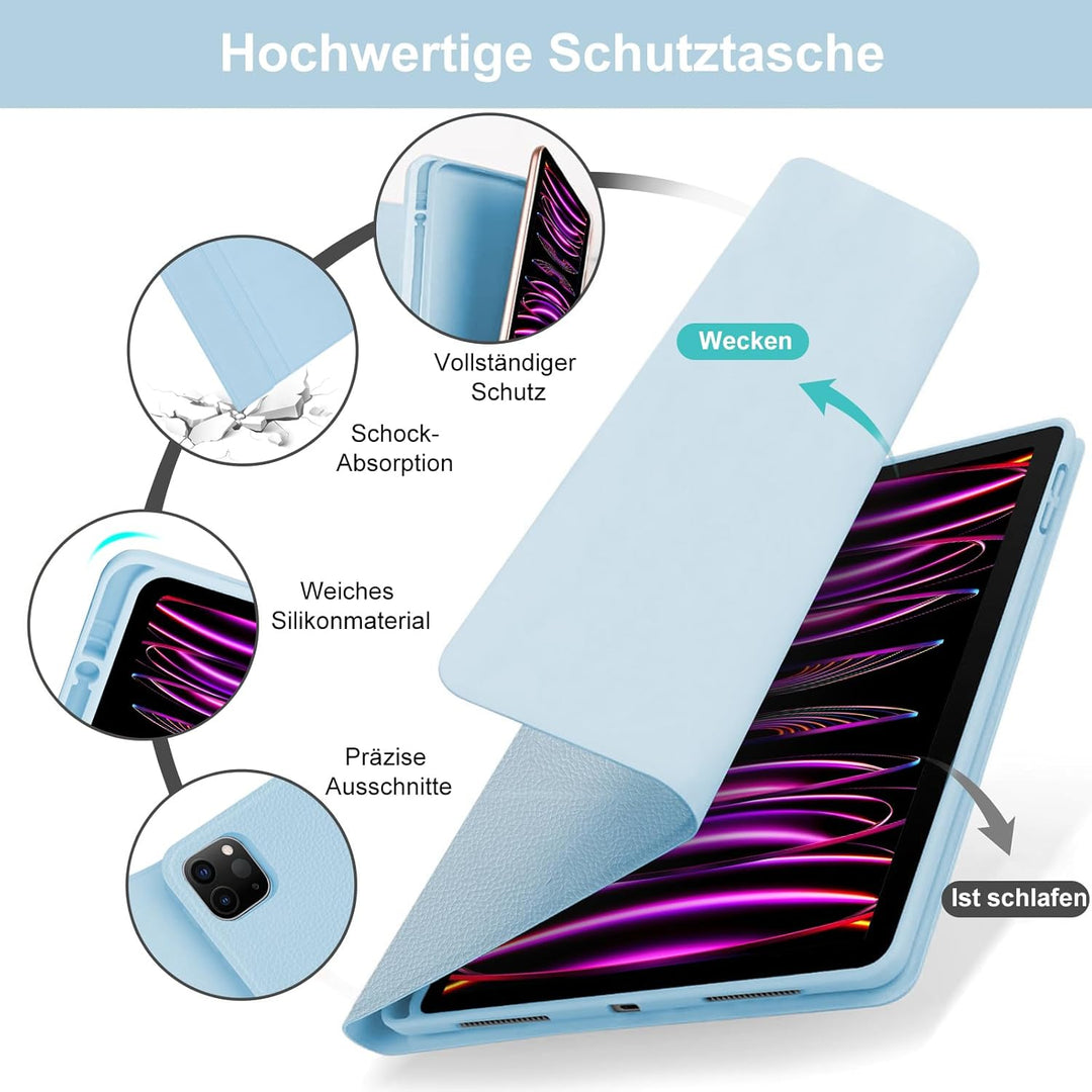 IVEOPPE Tastatur für iPad Pro 12,9, Hülle mit Tastatur für iPad Pro 6. Generation, Bluetooth QWERTZ