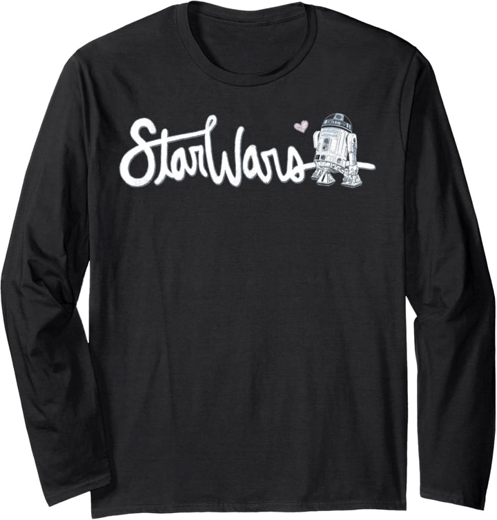 Star Wars R2-D2 Cursive Text Langarmshirt