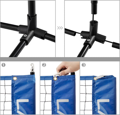 LARMNEE Badmintonnetz, Tennisnetz, 300cm|400cm|500cm Federballnetz höhenverstellbar, Set bestehend a