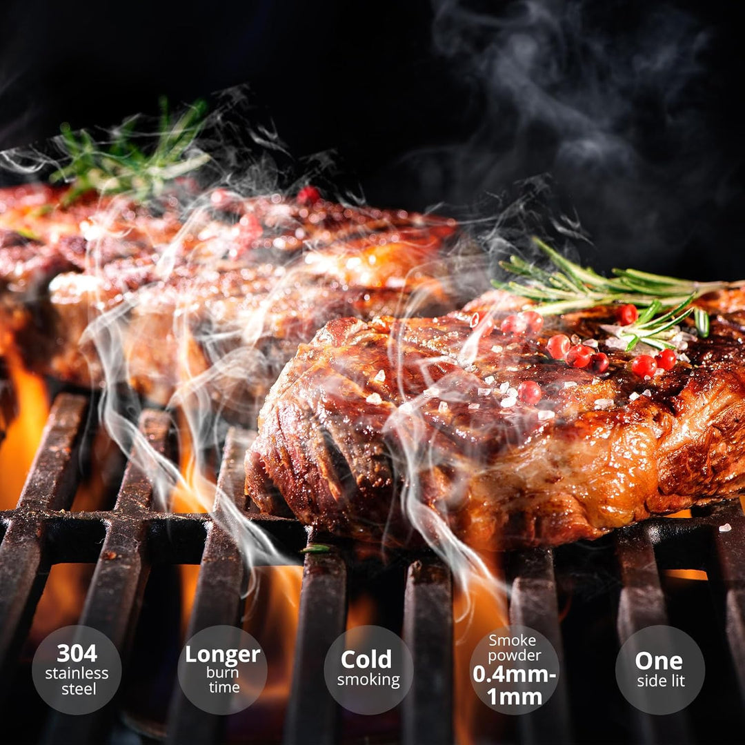 TANiCE Kaltrauchgenerator Edelstahl mit Griffen für Kalträuchern Räucherofen Kugelgrill Smoker Food