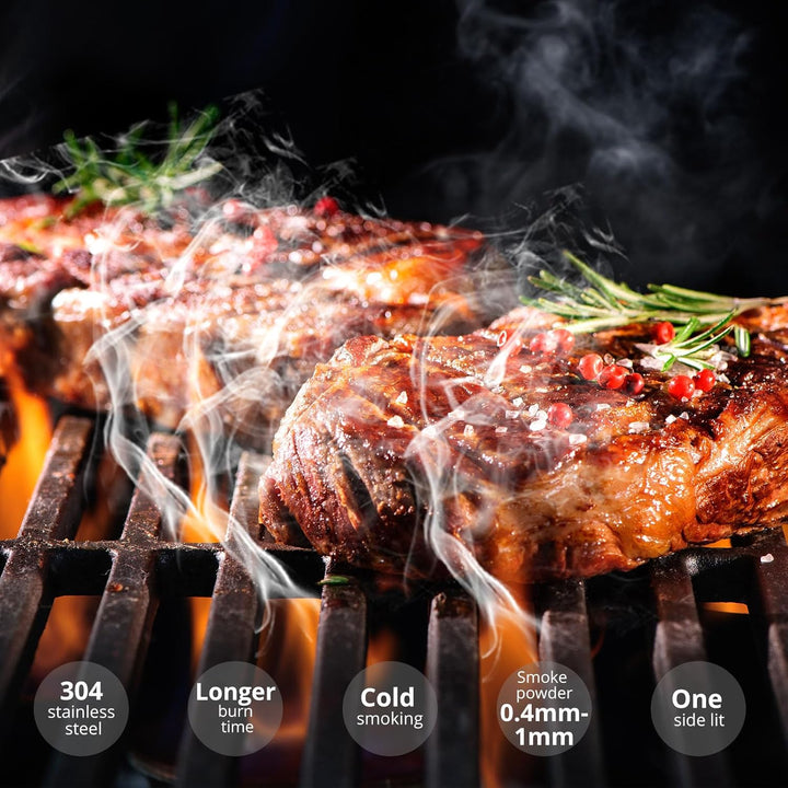 TANiCE Kaltrauchgenerator Edelstahl mit Griffen für Kalträuchern Räucherofen Kugelgrill Smoker Food